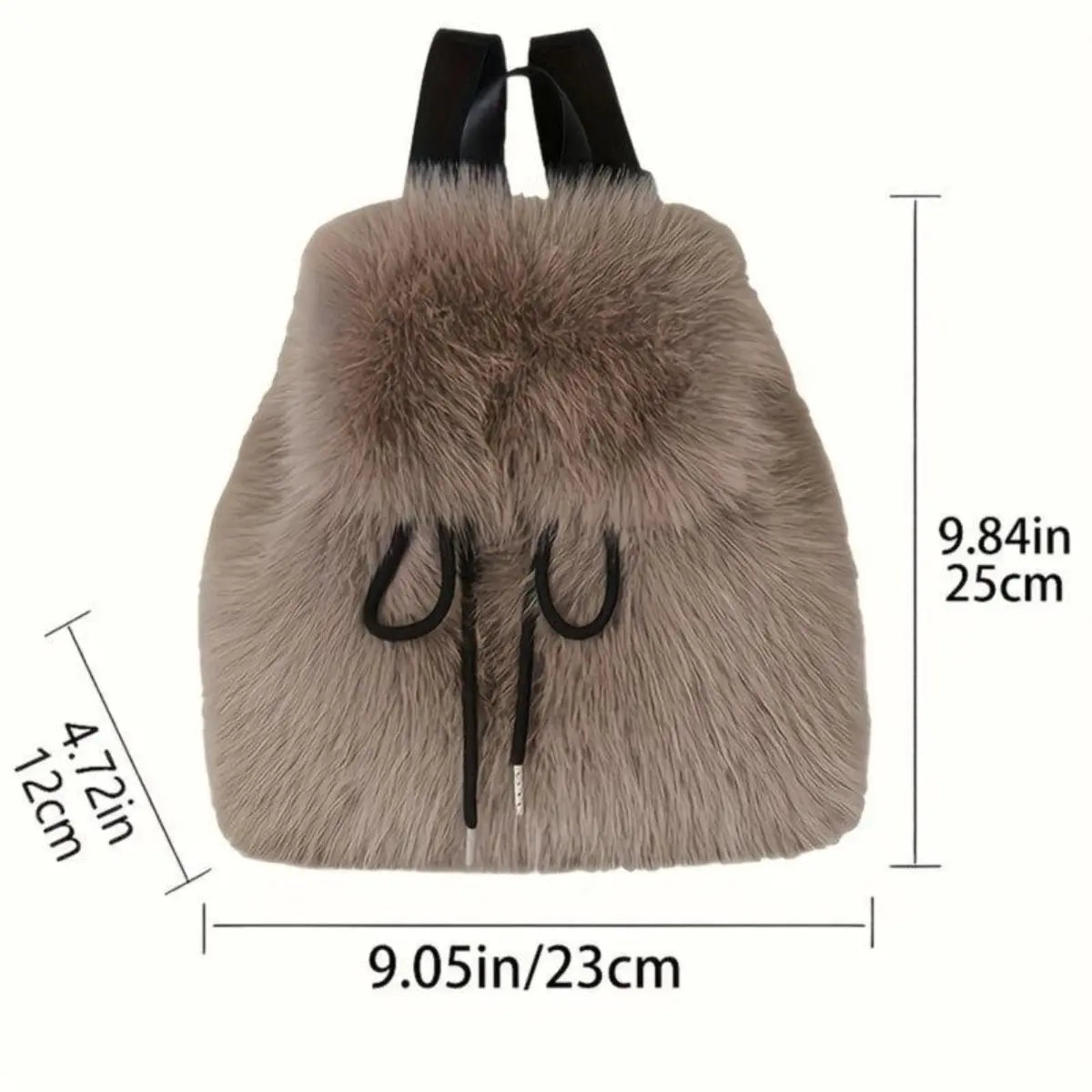 Women'S Soft Faux Plush Backpack - Lightweight, Durable, Adjustable Straps, Dual-Compartment, Versatile, White/Black, Cozy Seasonal Gift, Small Campus Backpacks for School, Ideal for Everyday Use,Sohochic