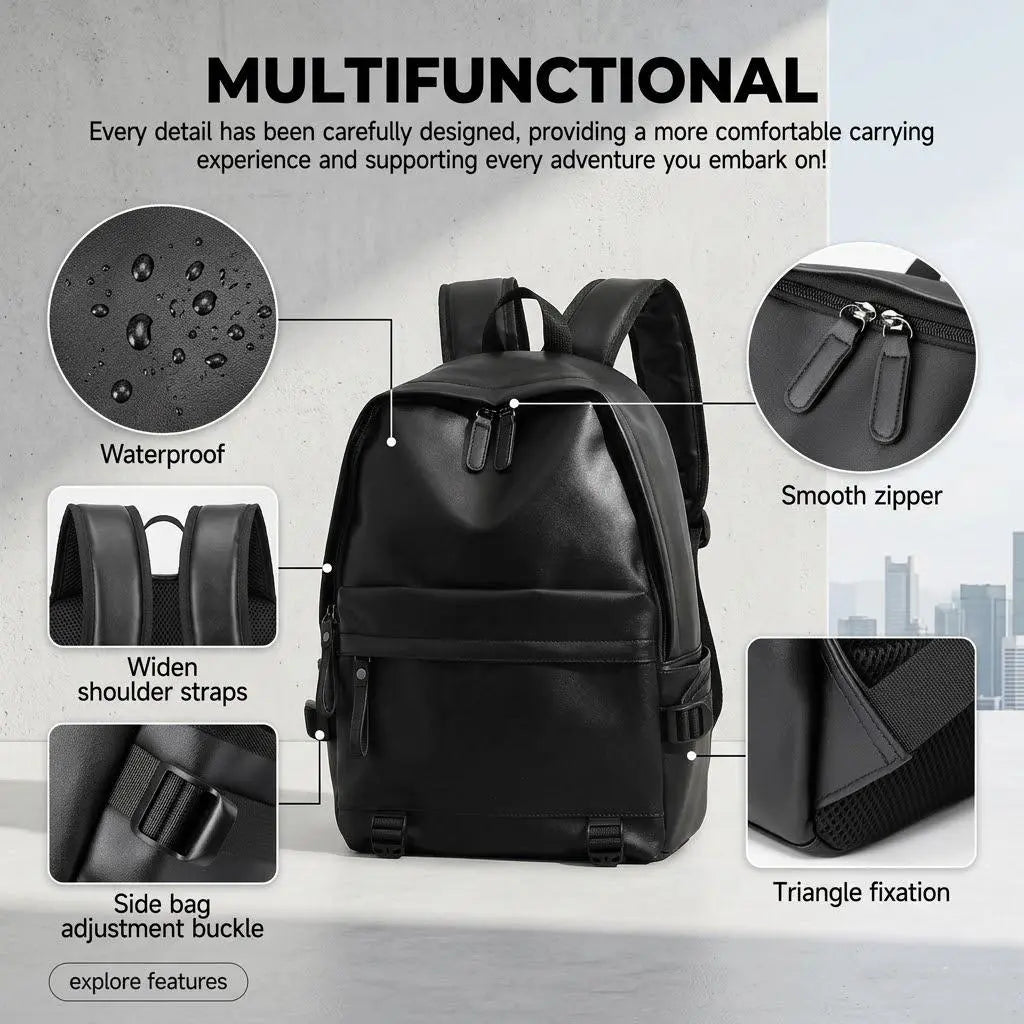 Plain Waterproof College Backpack - Lightweight Casual Daypack, Nylon Multi Compartment Book Bag for School, 15.6-Inch Padded Laptop Compartment, Travel Daypack for Men & Women, Tiktok Shop Back to School Item