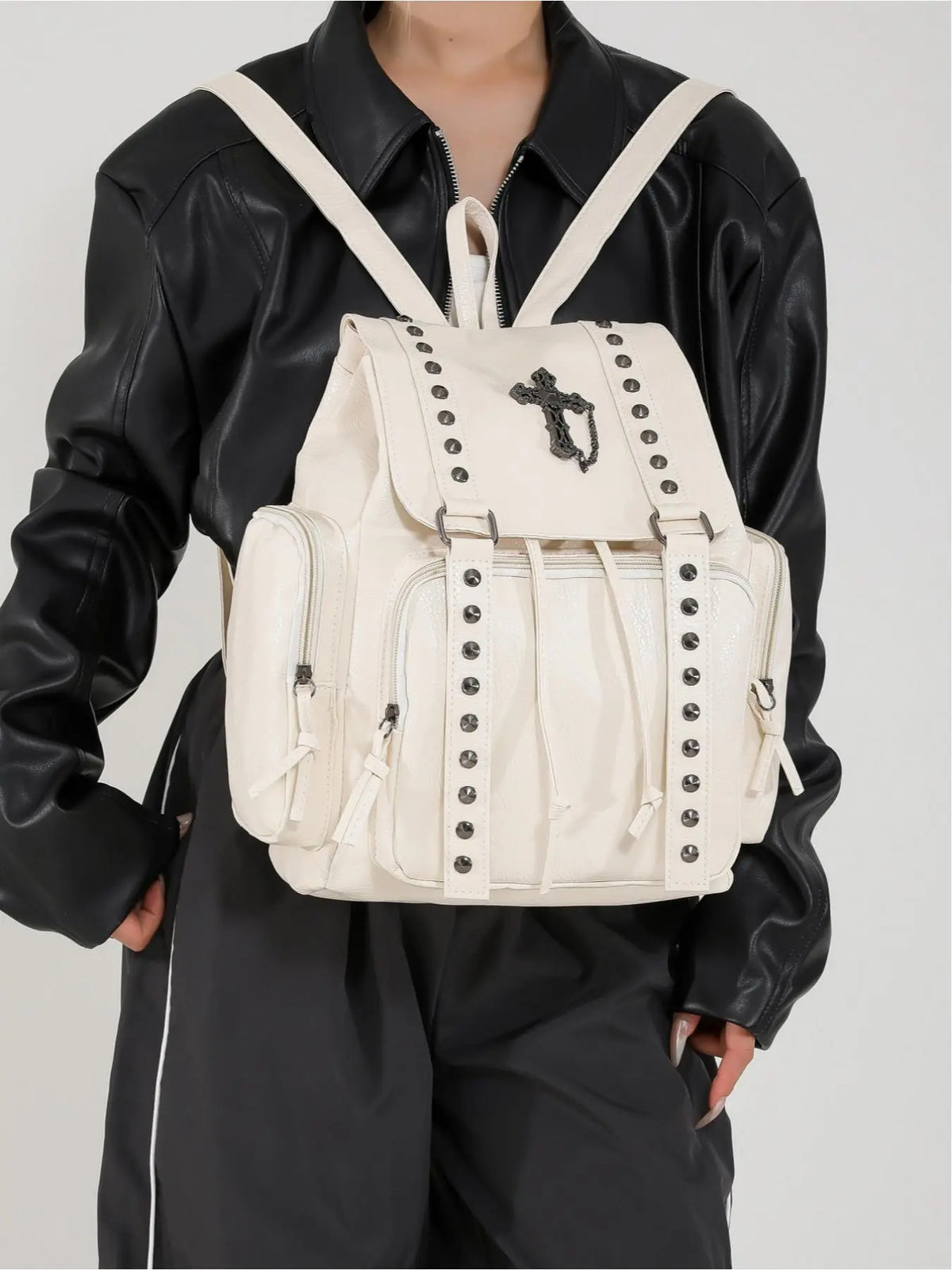 Punk Style Rivet Decor Backpack, Fashionable Urban Backpack for Women, Casual Trendy Daily Commuting Bag, Versatile High-Quality Backpack, Casual Backpacks