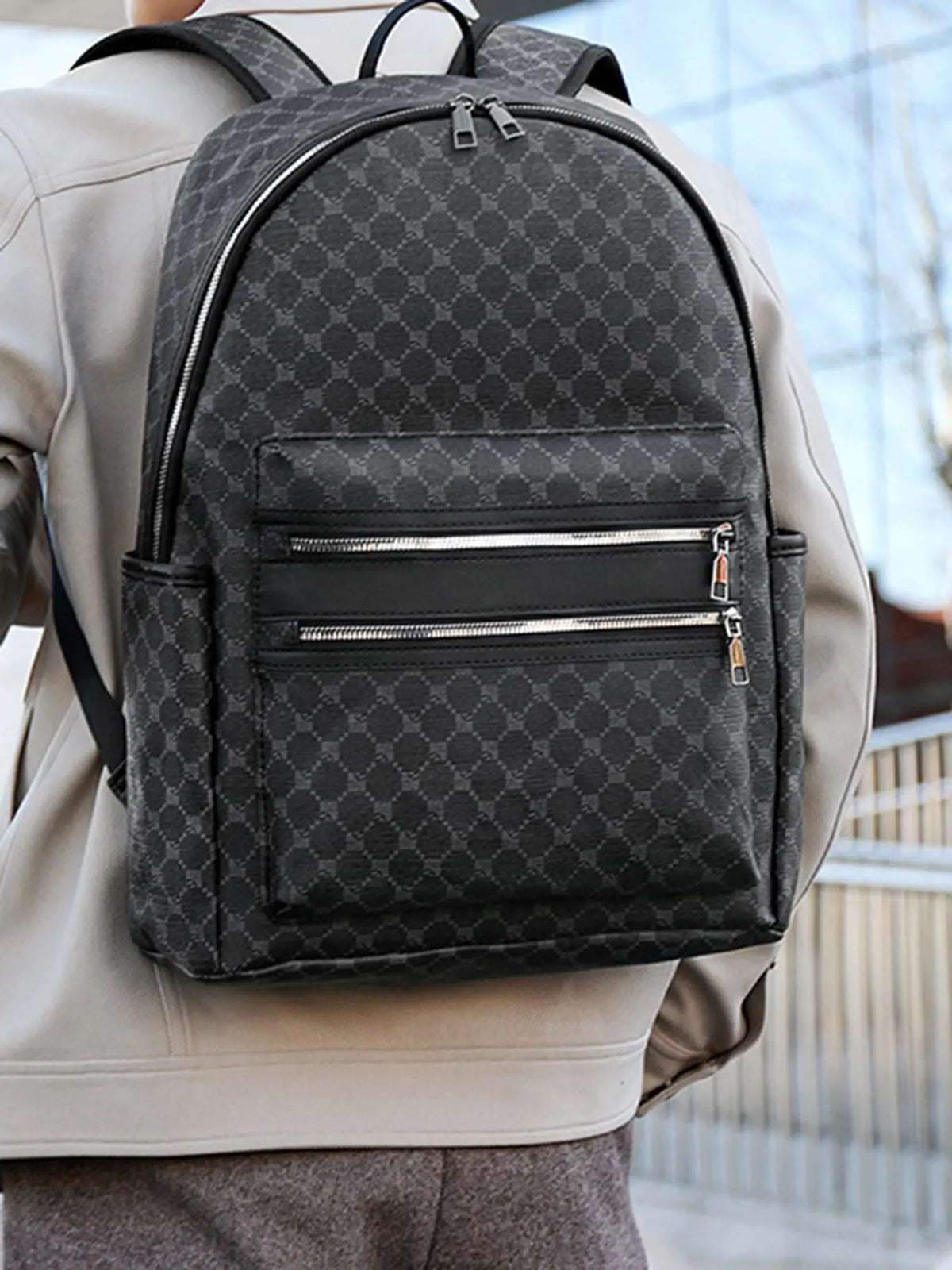Large Capacity Circle Pattern Backpack, Simple Fashion Casual Men'S Backpack, Ideal for Students, Office Commute, Short Trips & Travel