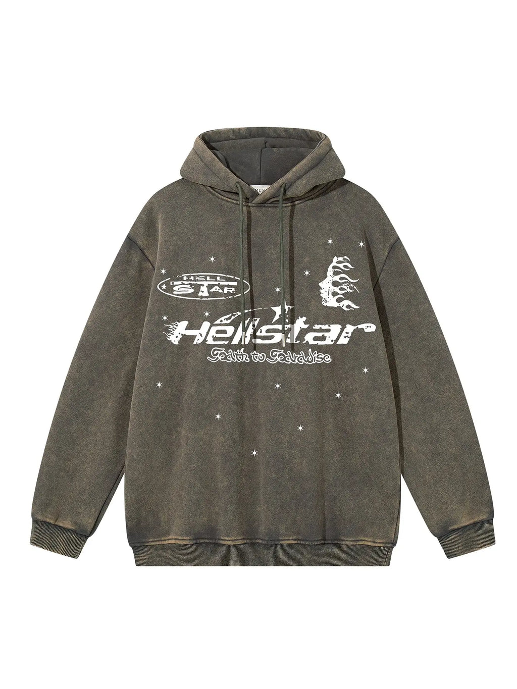 Men'S Retro Washed Tie-Dye Flame Letter and Star Print Hoodie, Graphic Hoodies, Fall Winter New Fashion Casual Versatile Hat Shirt Jacket