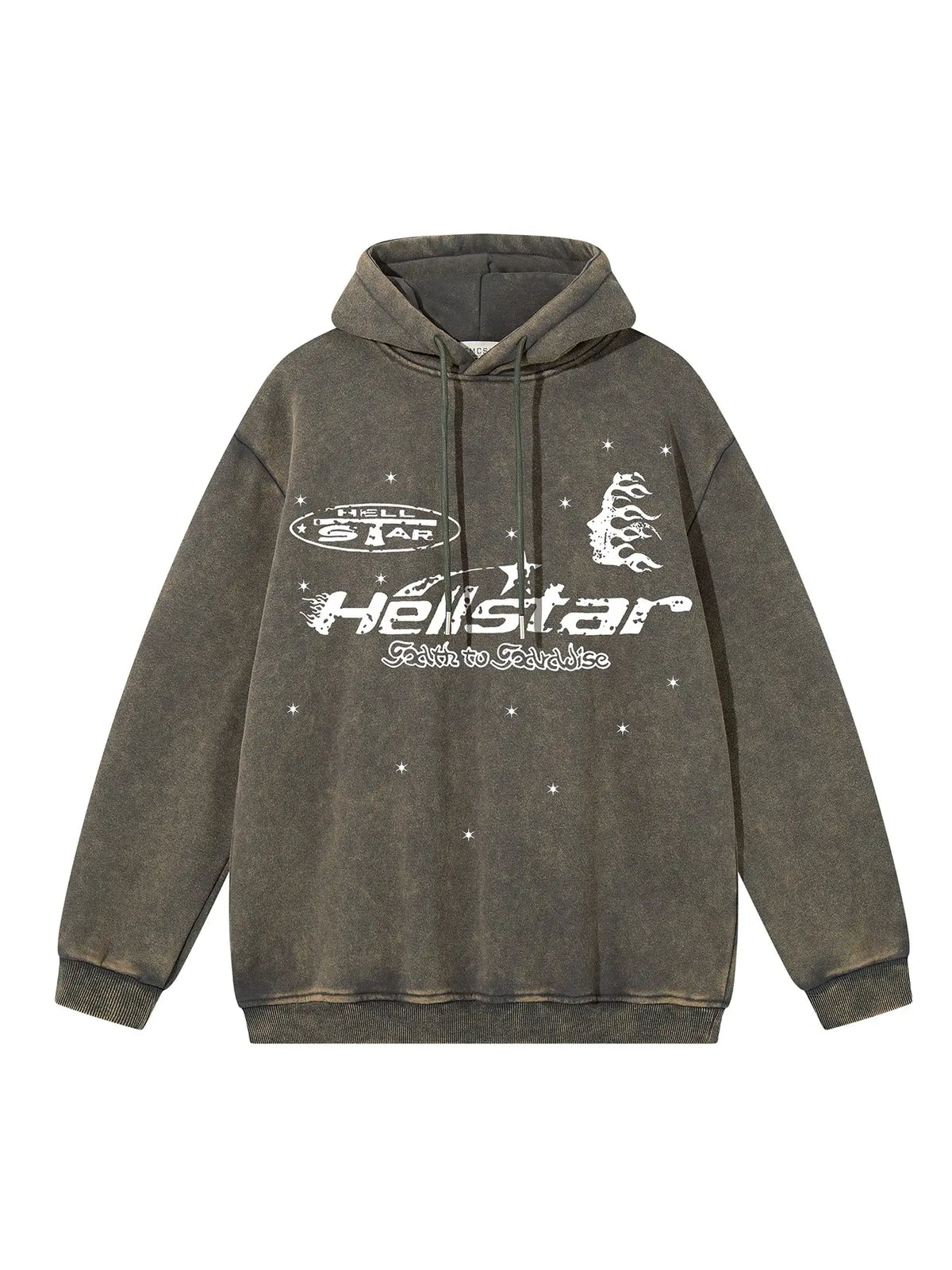 Men'S Retro Washed Tie-Dye Flame Letter and Star Print Hoodie, Graphic Hoodies, Fall Winter New Fashion Casual Versatile Hat Shirt Jacket