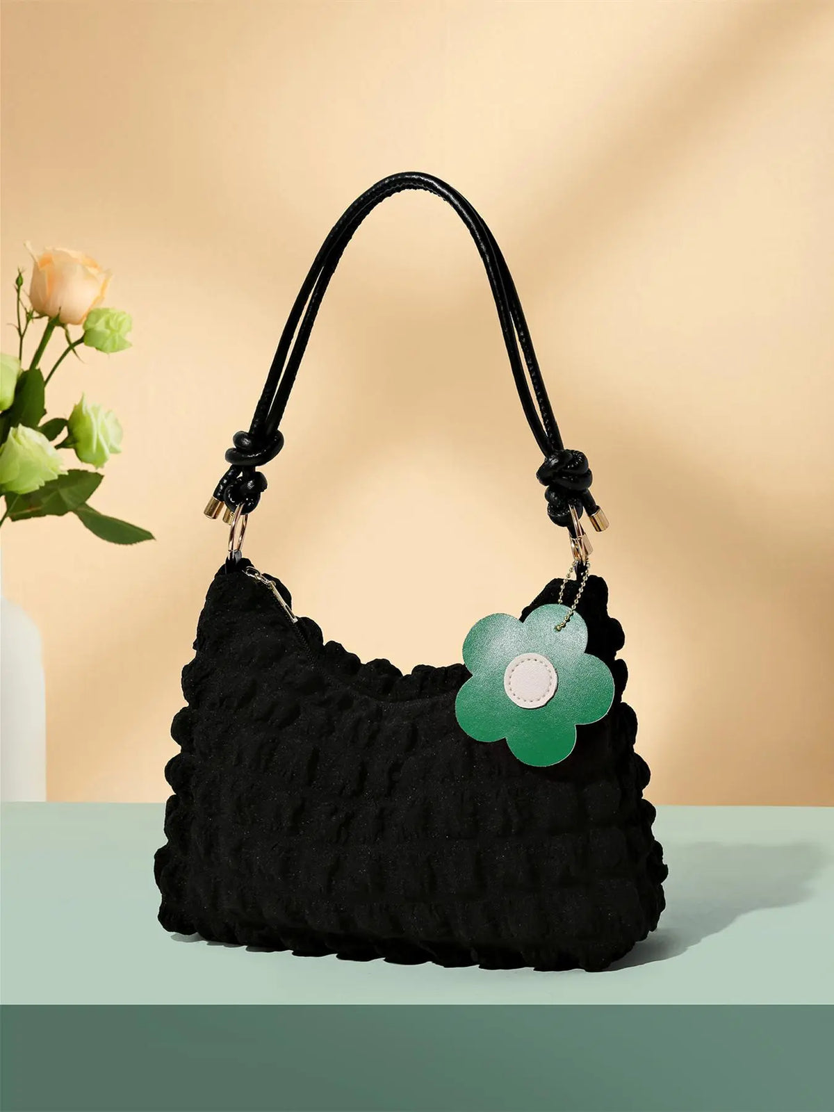 Women'S Textured Knot Design Tote Bag, Fashion Plush Underarm Handbag, Casual Quilted Shoulder Purse for Work & Daily Used, Fashionable Unique Bags, Everyday Crossbody Puffy Bag, Fluffy Crossbody Bag