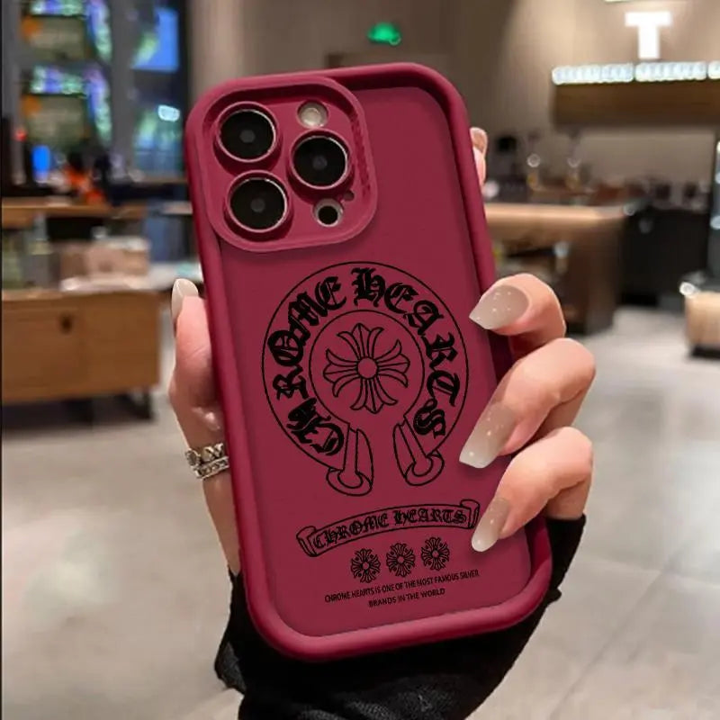 Trendy Gothic Floral Letter Cross Slim Phone Case for Iphone 17 16 15 14 Pro Max 13 12 11 XR XS plus Air Shockproof anti Scratch Protective TPU Cover Gift Birthday Valentine Christmas