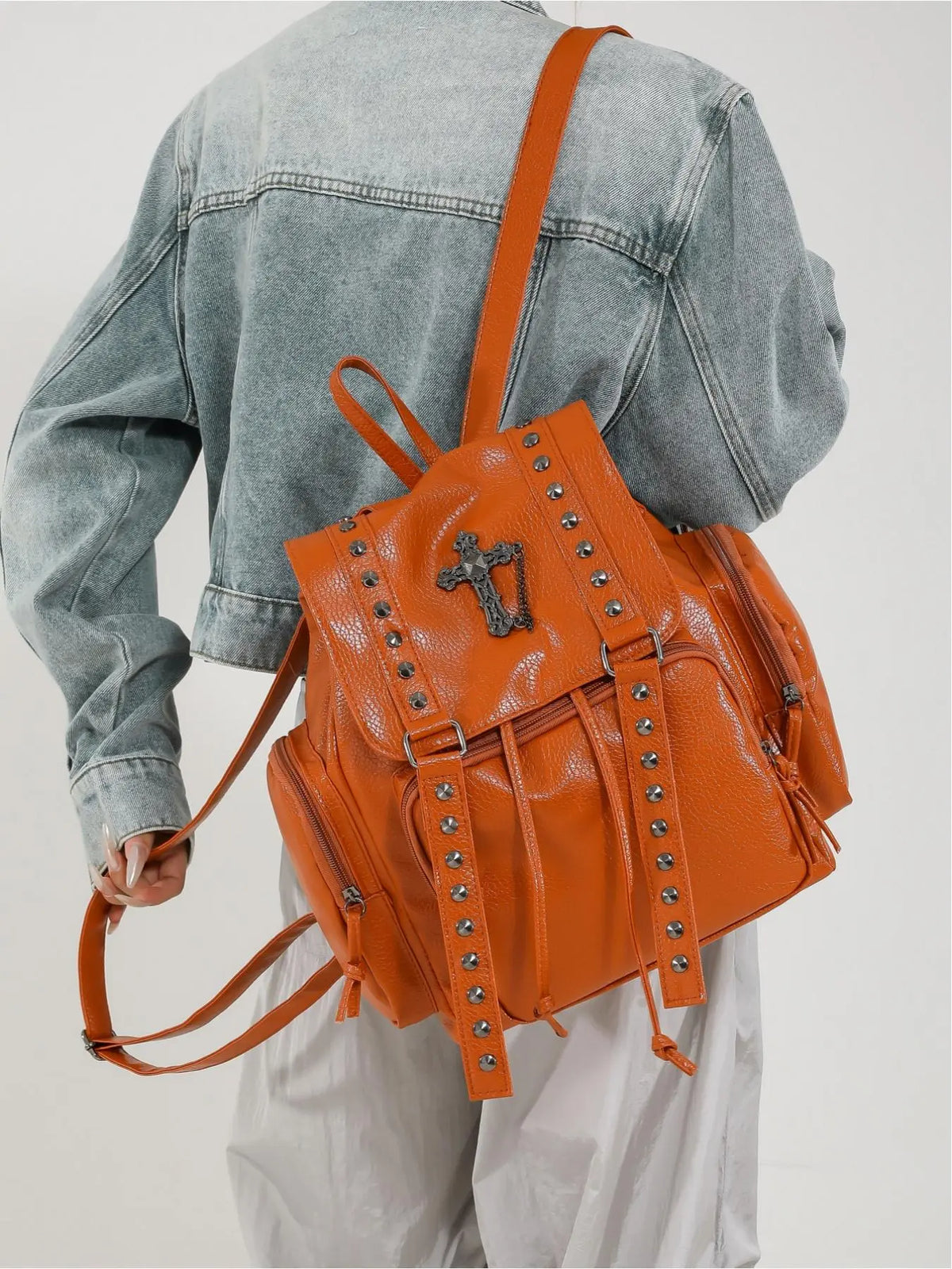 Punk Style Rivet Decor Backpack, Fashionable Urban Backpack for Women, Casual Trendy Daily Commuting Bag, Versatile High-Quality Backpack, Casual Backpacks