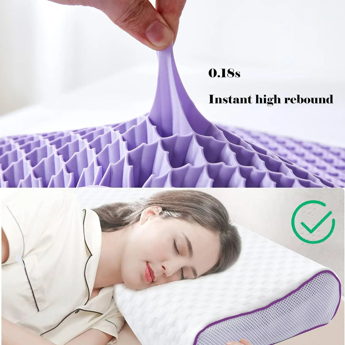Purple Honeycomb Gel Pillow, 100% Elastic Mesh, Large-Size Contoured Ergonomic Cooling Pillow, Includes Breathable Cover, Fully Washable, Easy Maintenance, Ideal Cooling Pillow for Summer #GLOBAL PICKS