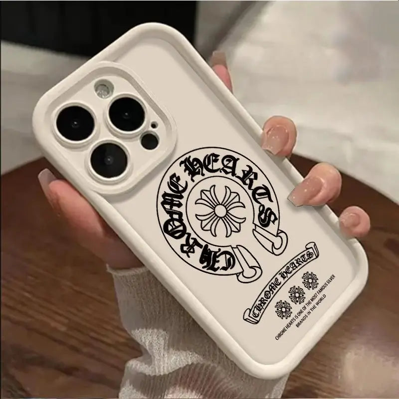 Trendy Gothic Floral Letter Cross Slim Phone Case for Iphone 17 16 15 14 Pro Max 13 12 11 XR XS plus Air Shockproof anti Scratch Protective TPU Cover Gift Birthday Valentine Christmas