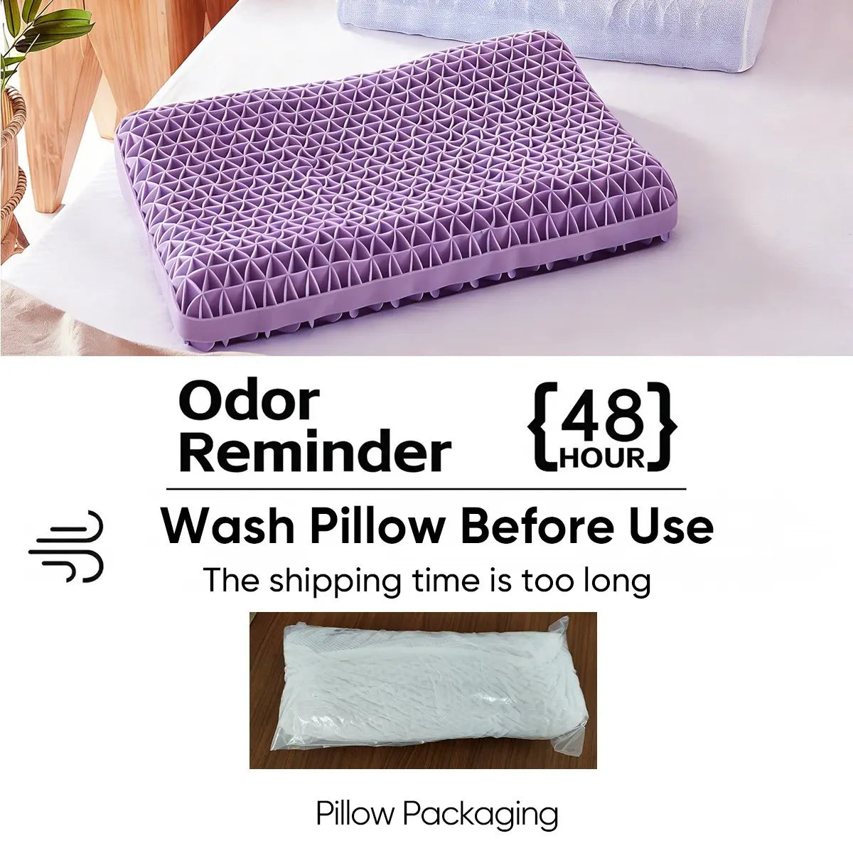 Purple Honeycomb Gel Pillow, 100% Elastic Mesh, Large-Size Contoured Ergonomic Cooling Pillow, Includes Breathable Cover, Fully Washable, Easy Maintenance, Ideal Cooling Pillow for Summer #GLOBAL PICKS