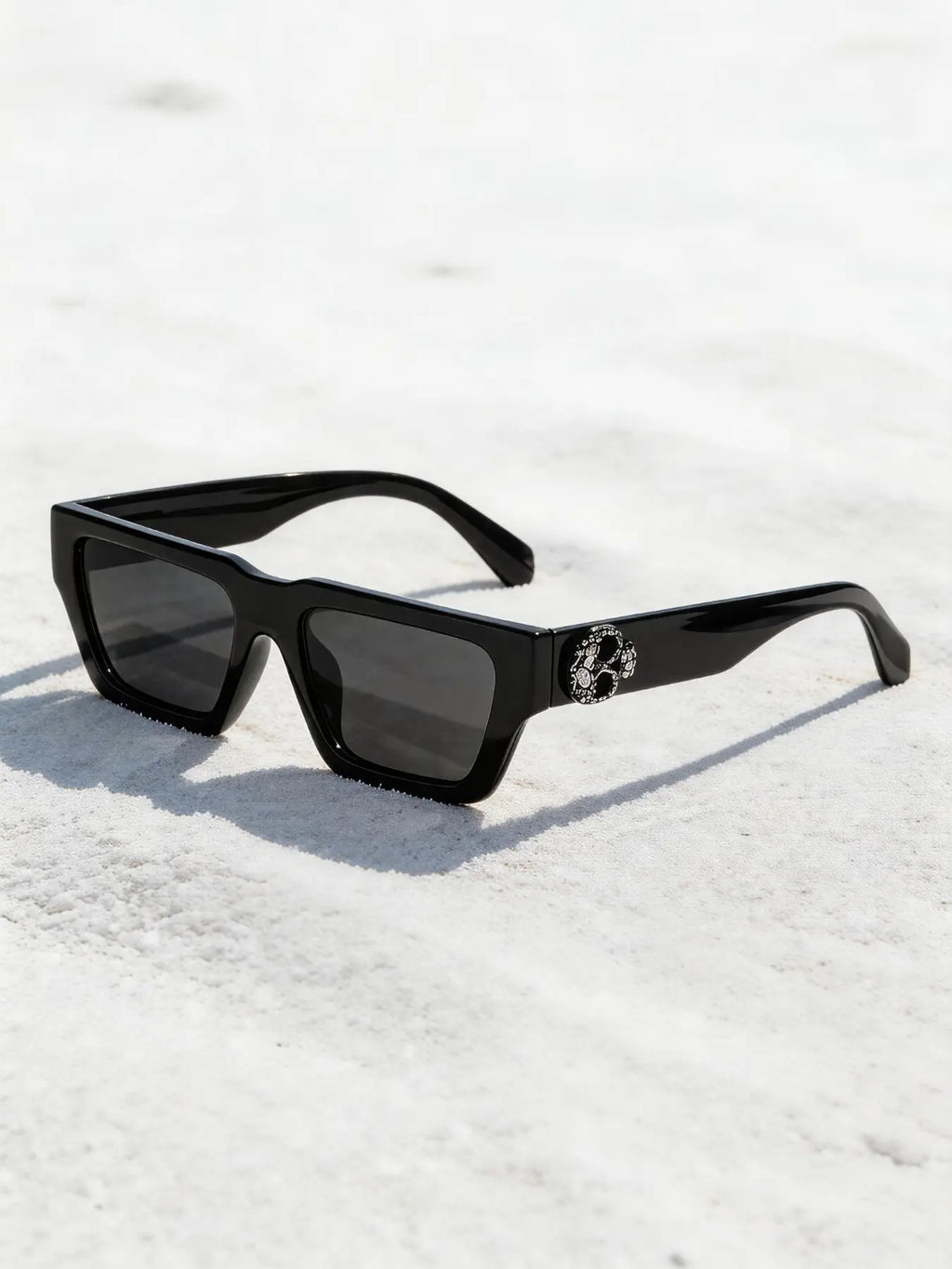 Men'S Fashion Rhinestone Cross Pendant Glasses, PC Anti-Explosion Lenses, Sporty Casual Streetwear, Vintage Flat Top Sunglasses