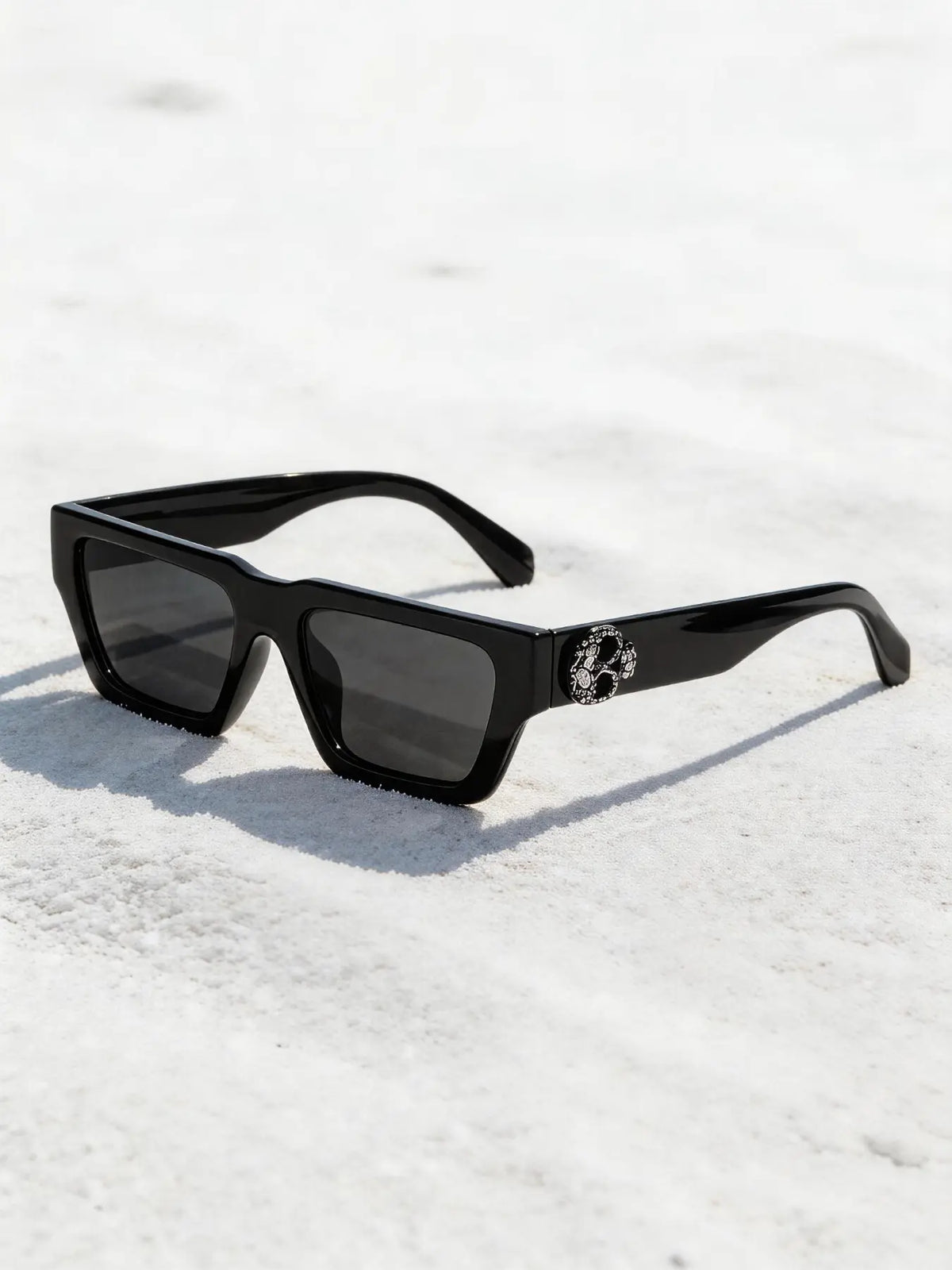 Men'S Fashion Rhinestone Cross Pendant Glasses, PC Anti-Explosion Lenses, Sporty Casual Streetwear, Vintage Flat Top Sunglasses