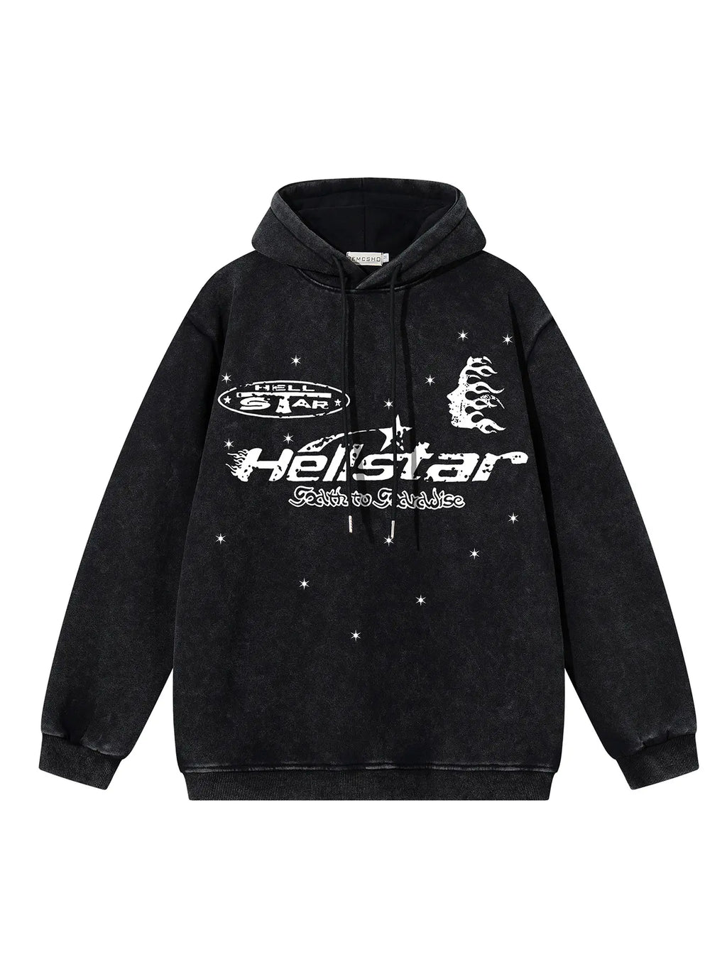 Men'S Retro Washed Tie-Dye Flame Letter and Star Print Hoodie, Graphic Hoodies, Fall Winter New Fashion Casual Versatile Hat Shirt Jacket