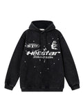 Men'S Retro Washed Tie-Dye Flame Letter and Star Print Hoodie, Graphic Hoodies, Fall Winter New Fashion Casual Versatile Hat Shirt Jacket