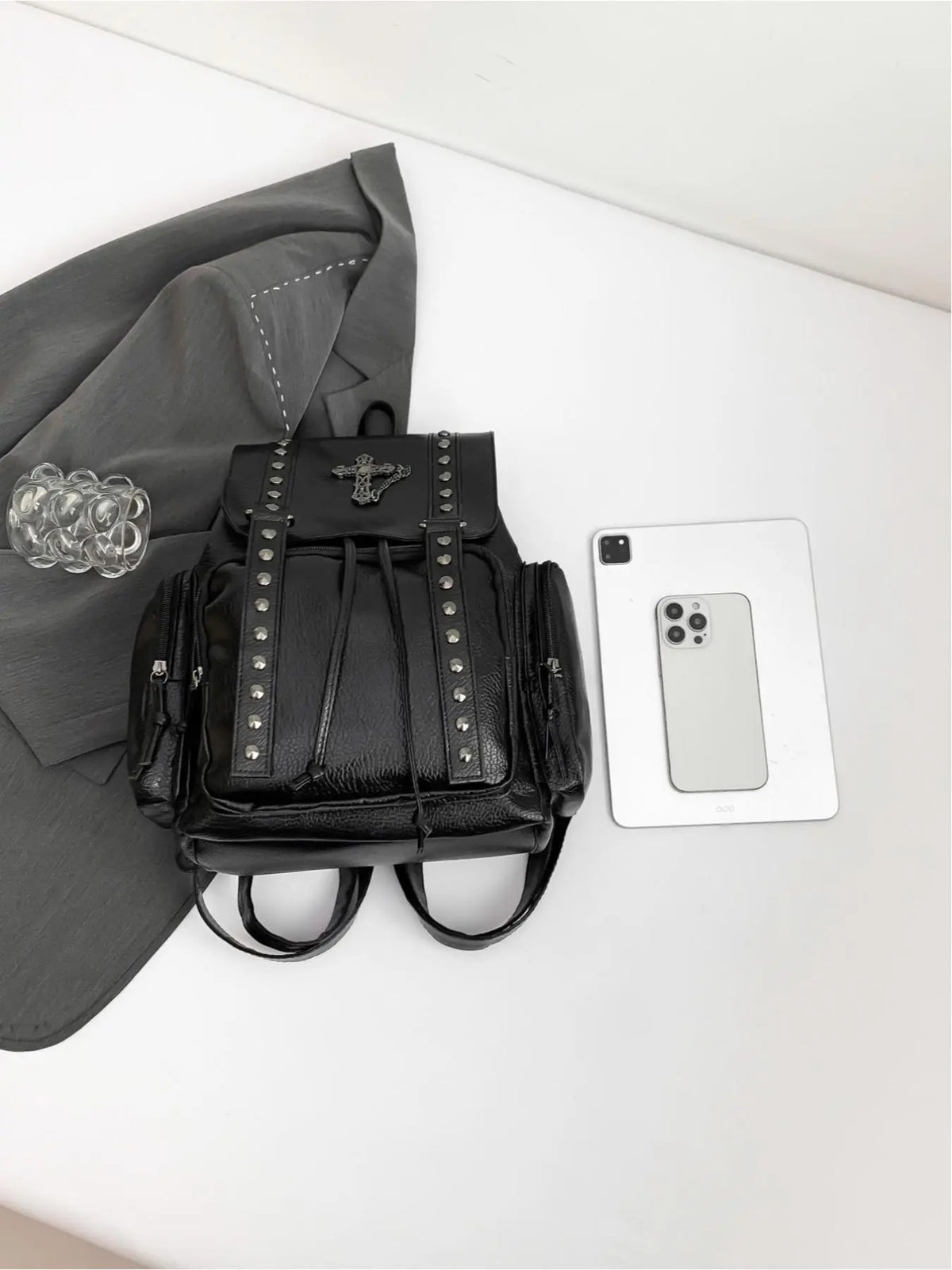 Punk Style Rivet Decor Backpack, Fashionable Urban Backpack for Women, Casual Trendy Daily Commuting Bag, Versatile High-Quality Backpack, Casual Backpacks