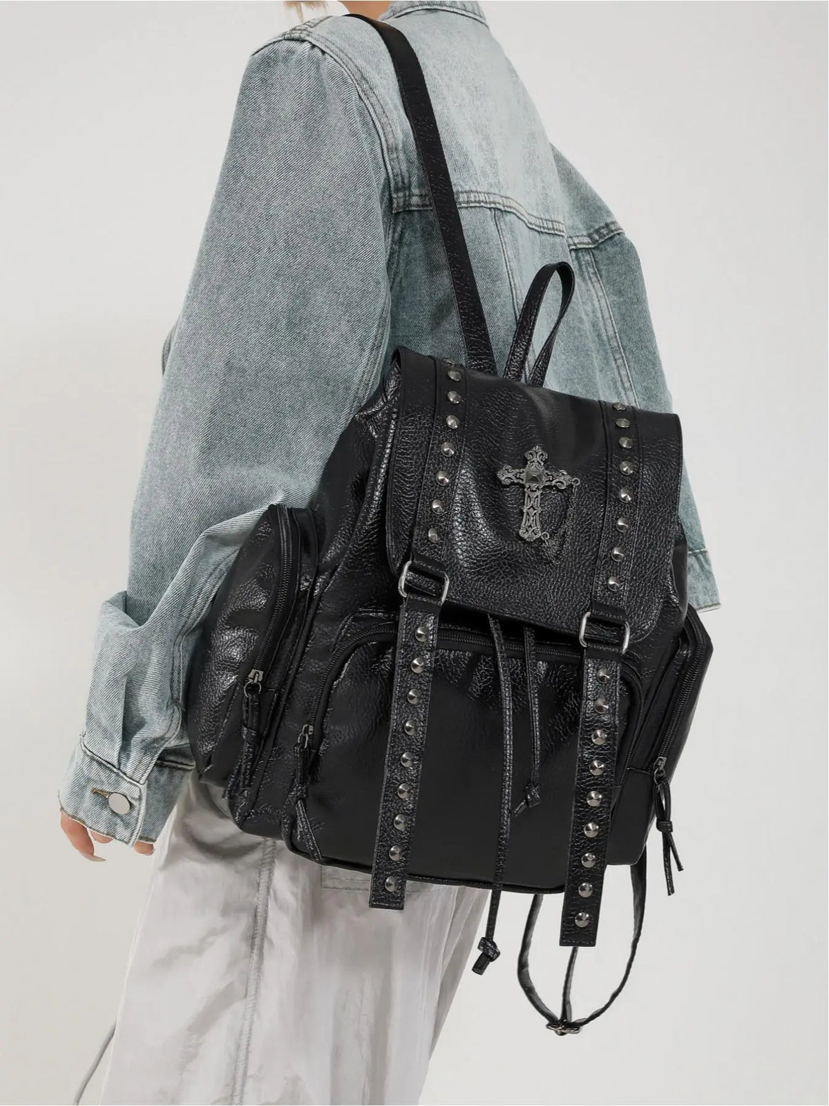 Punk Style Rivet Decor Backpack, Fashionable Urban Backpack for Women, Casual Trendy Daily Commuting Bag, Versatile High-Quality Backpack, Casual Backpacks