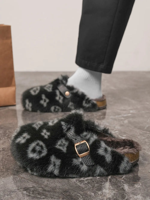 Unisex Faux Fur Mules, Anti-Slip Warm Outdoor Winter Slippers, Fluffy Home Slippers, Perfect Gift Choice