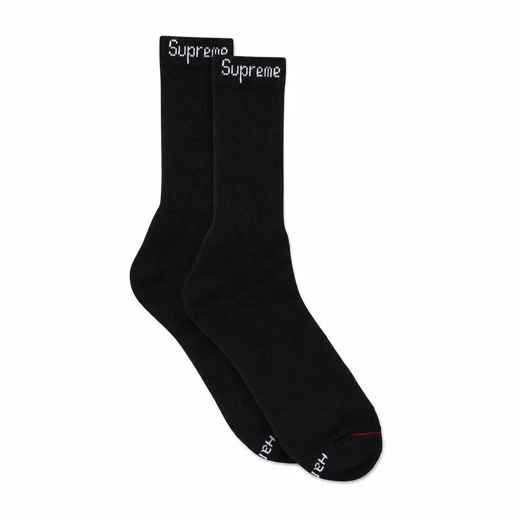 Supreme Hanes Socks 4 Pack Black Comfortable Everyday Wear Classic Versatile Black Socks for Daily Use