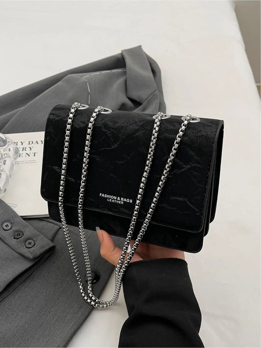 Fashionable Chain Shoulder Small Flap Square Bag, Versatile Casual Crossbody Purse Bag for Women, Stylish Outdoors Use, Crossbody Bags, Casual Trendy Purses