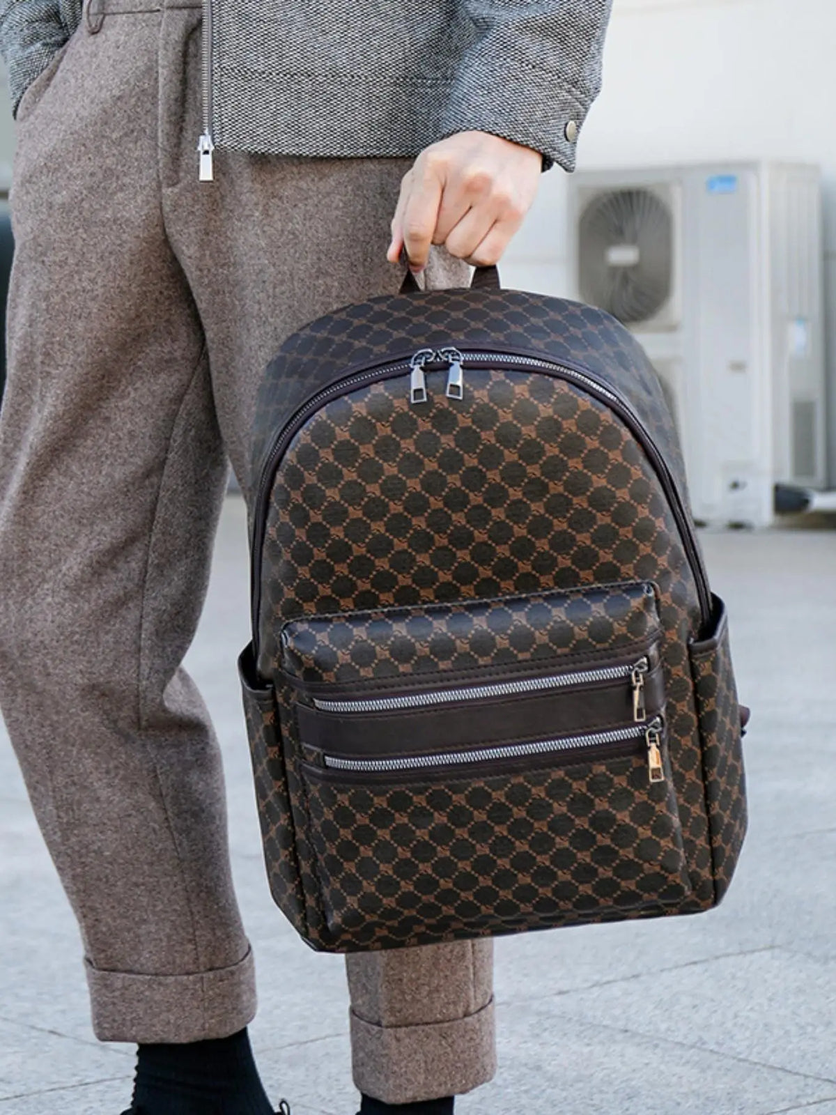 Large Capacity Circle Pattern Backpack, Simple Fashion Casual Men'S Backpack, Ideal for Students, Office Commute, Short Trips & Travel