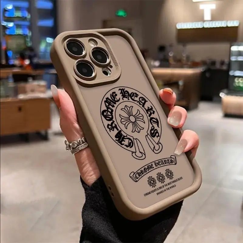 Trendy Gothic Floral Letter Cross Slim Phone Case for Iphone 17 16 15 14 Pro Max 13 12 11 XR XS plus Air Shockproof anti Scratch Protective TPU Cover Gift Birthday Valentine Christmas