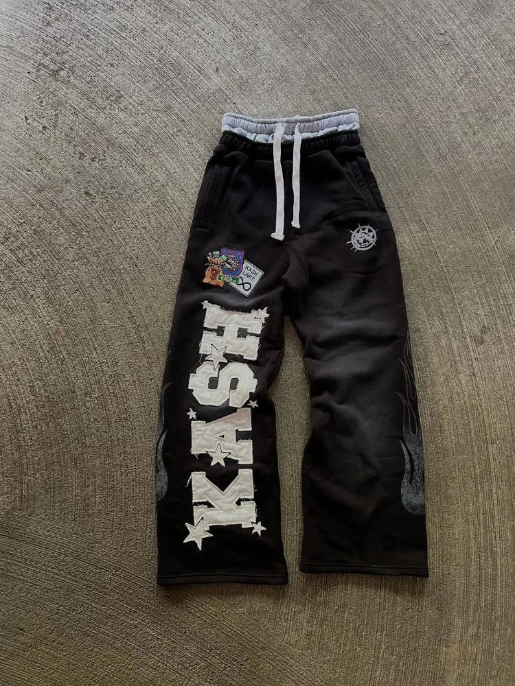 Oversized Embroidered Streetwear Pants