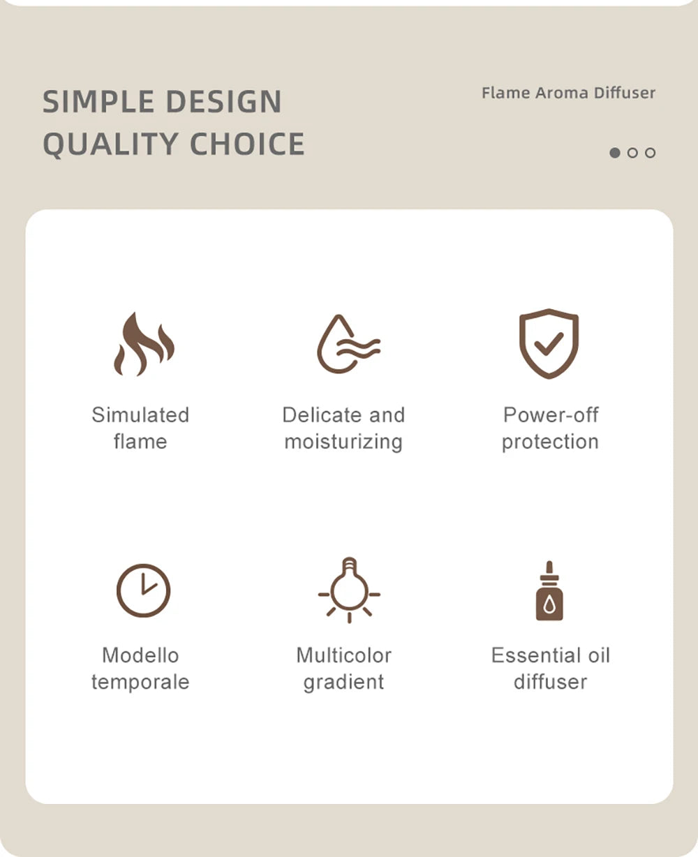 Zotion Flame Aroma Diffuser - LED Essential Oil Humidifier