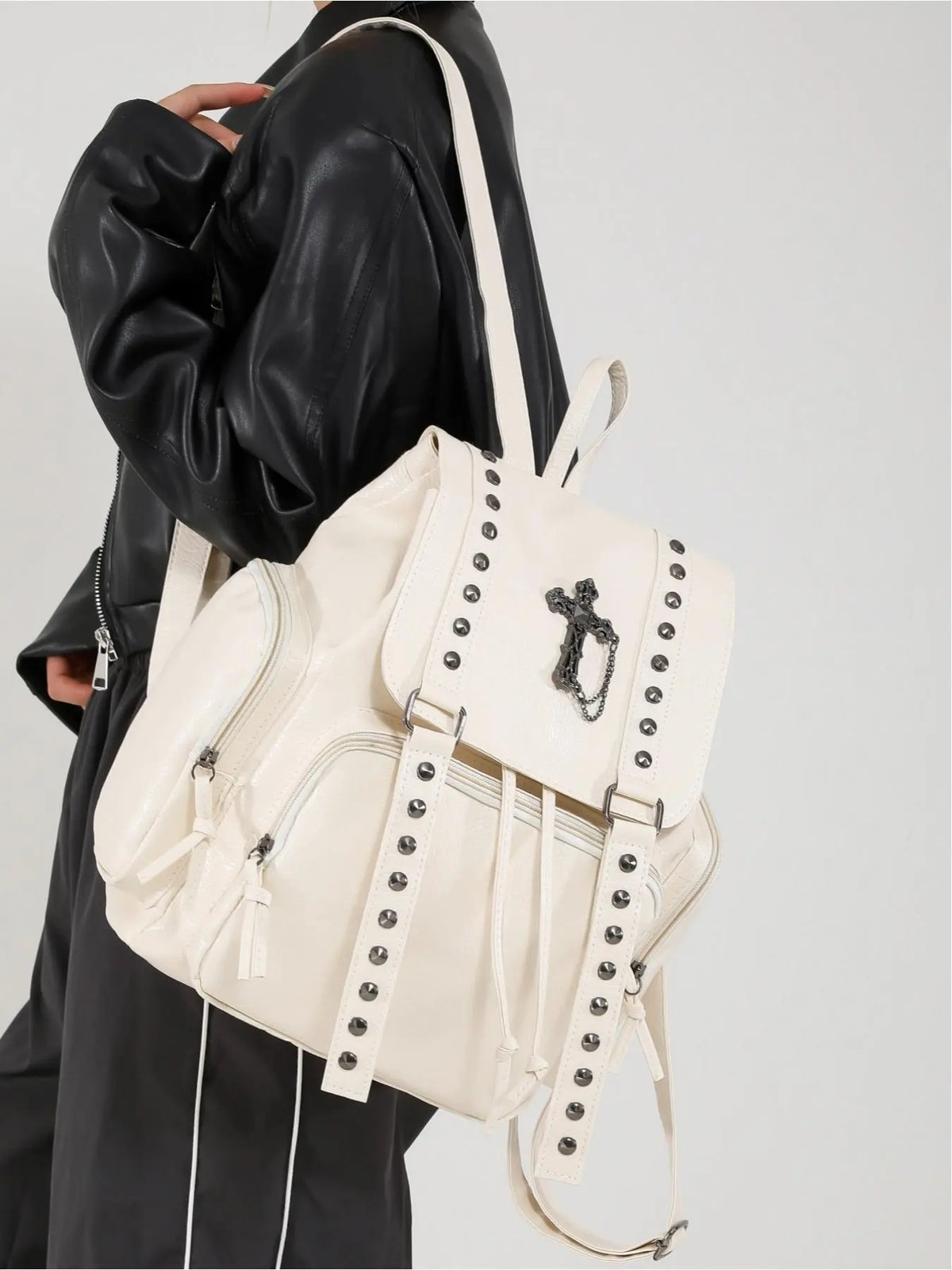 Punk Style Rivet Decor Backpack, Fashionable Urban Backpack for Women, Casual Trendy Daily Commuting Bag, Versatile High-Quality Backpack, Casual Backpacks