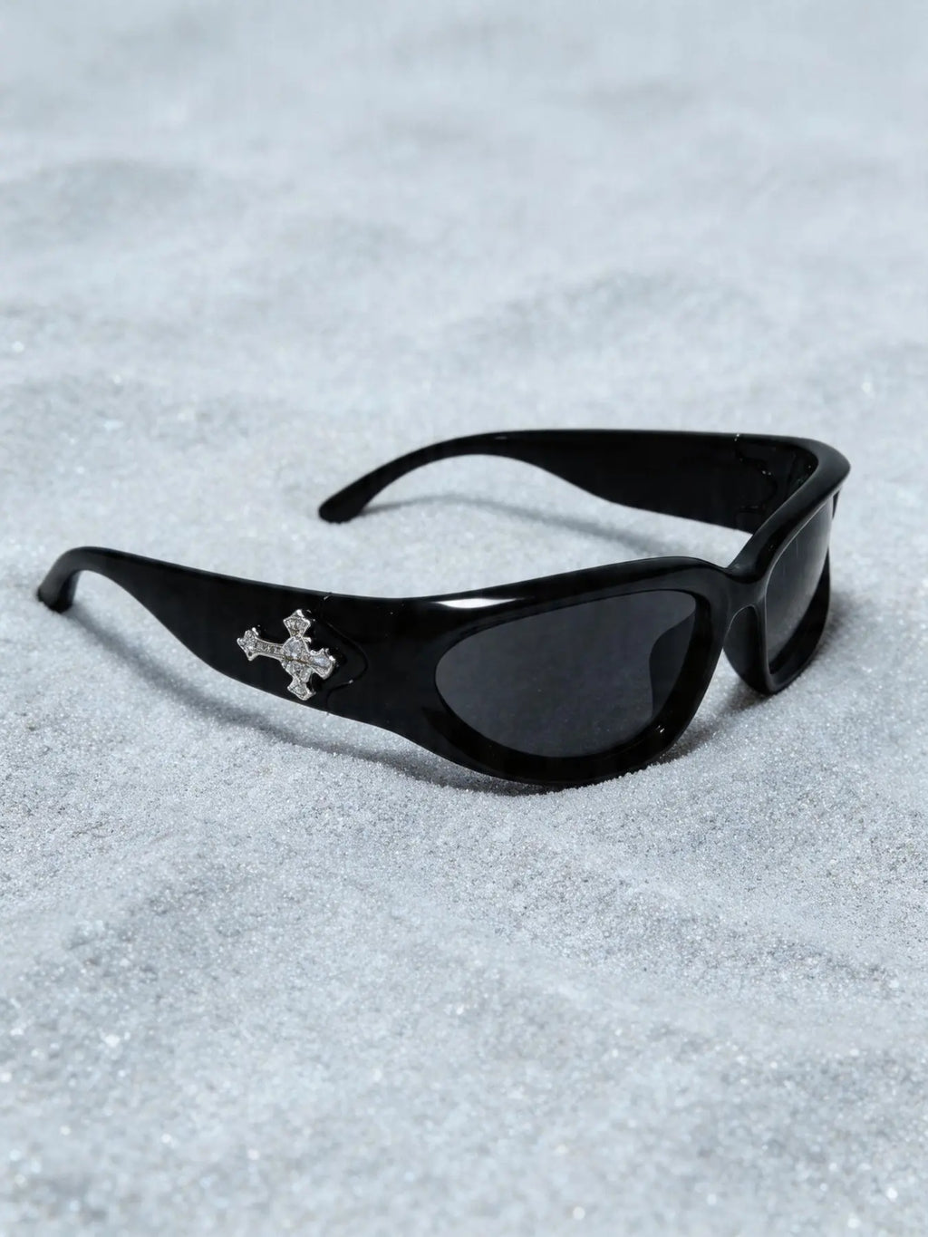 Men'S Fashion Rhinestone Cross Pendant Glasses, PC Anti-Explosion Lenses, Sporty Casual Streetwear, Vintage Flat Top Sunglasses