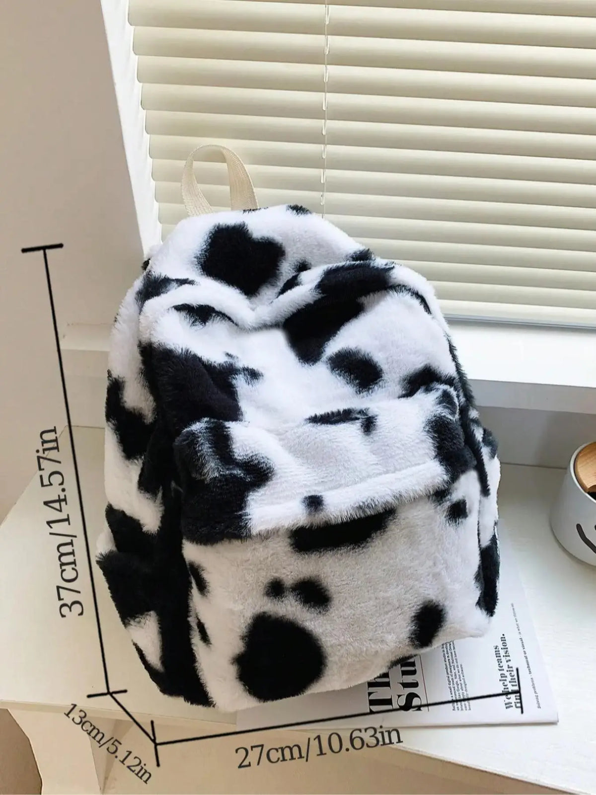 Fluffy Casual Leopard Pattern Plush Versatile Backpack, Casual Zipper Backpack for Women & Men, Fashionable Trendy Backpack for Daily Use