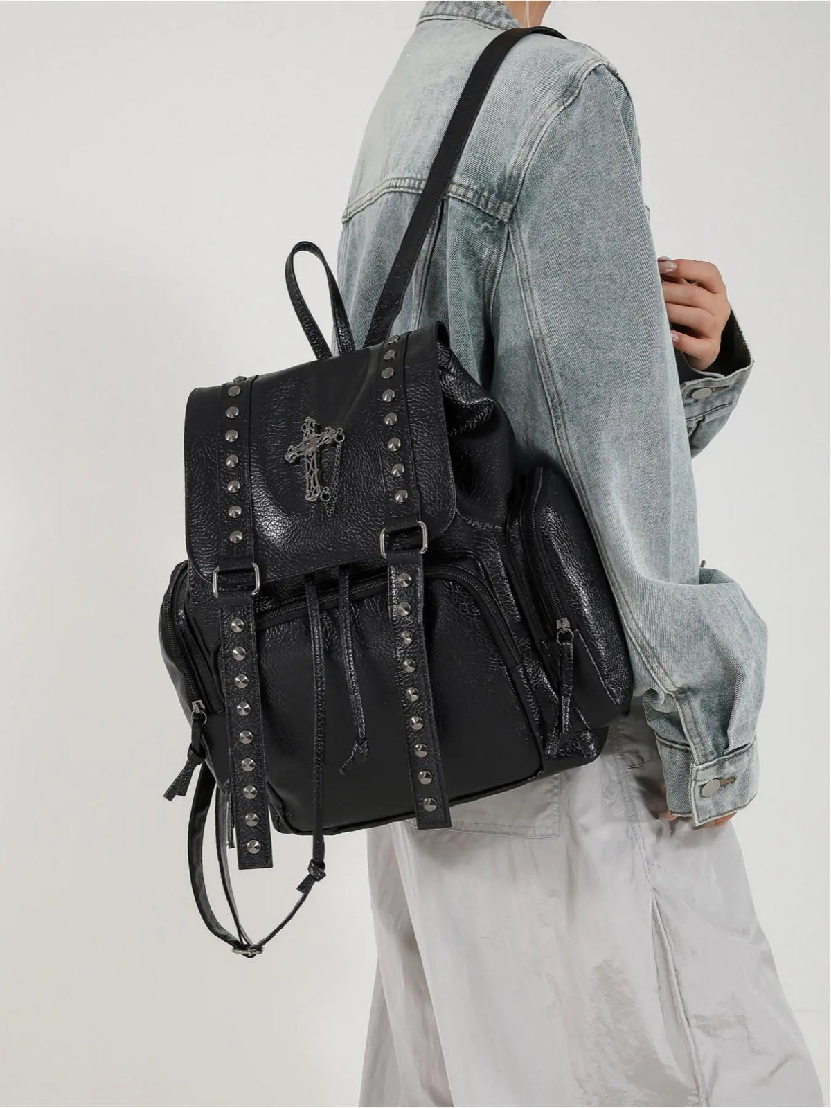 Punk Style Rivet Decor Backpack, Fashionable Urban Backpack for Women, Casual Trendy Daily Commuting Bag, Versatile High-Quality Backpack, Casual Backpacks