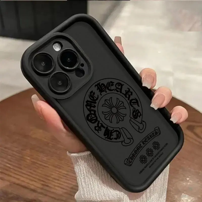 Trendy Gothic Floral Letter Cross Slim Phone Case for Iphone 17 16 15 14 Pro Max 13 12 11 XR XS plus Air Shockproof anti Scratch Protective TPU Cover Gift Birthday Valentine Christmas