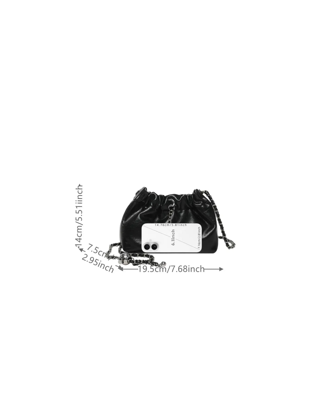 Street Atmosphere, Shiny Soft Leather Hand-Held Crossbody Bag, Natural Wrinkles without Rigidity, Adjustable Metal Chain, Rich Layers of Detail Hanging Decorations, Daily Commuting, Leisure Travel, Single Shoulder Storage Bag