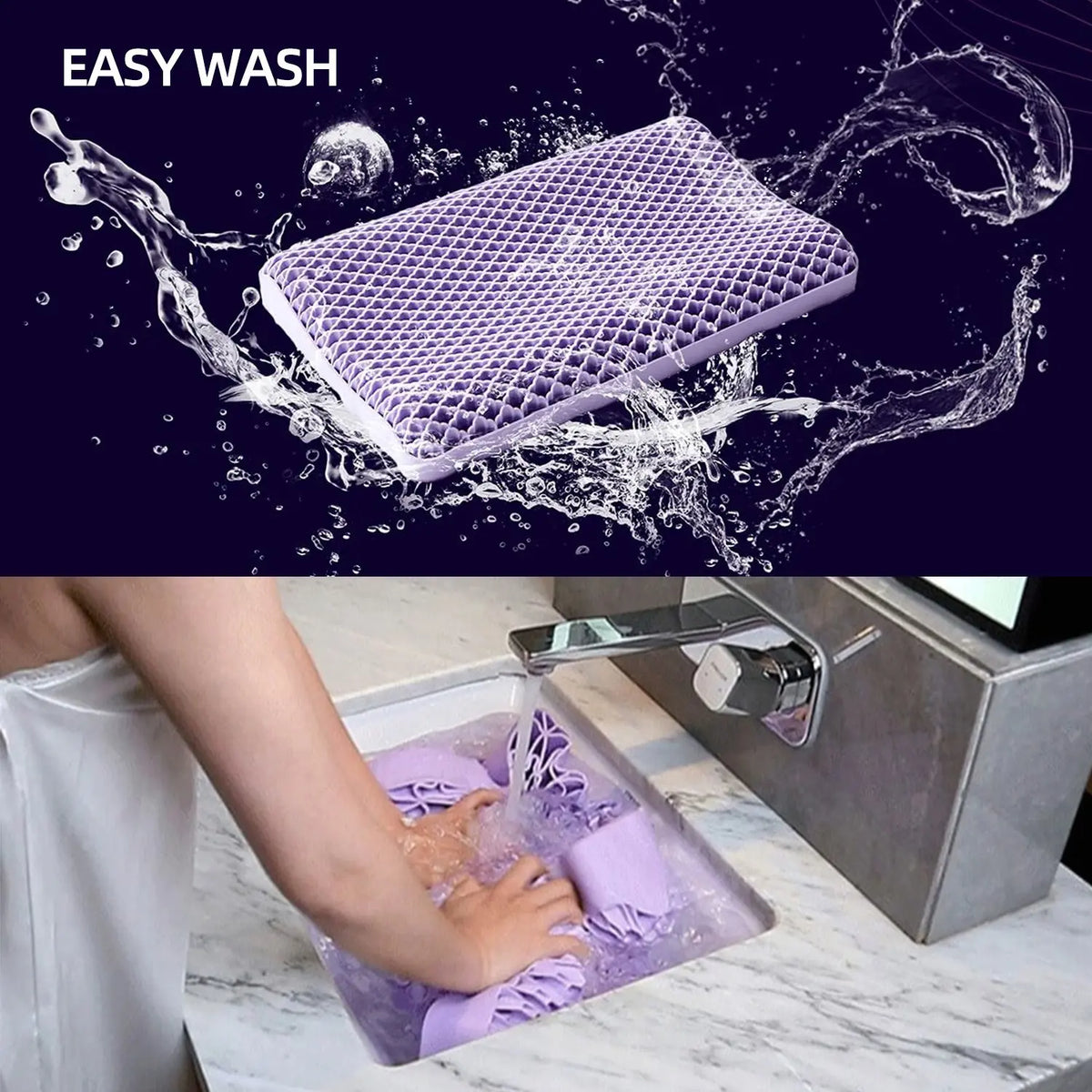 Purple Honeycomb Gel Pillow, 100% Elastic Mesh, Large-Size Contoured Ergonomic Cooling Pillow, Includes Breathable Cover, Fully Washable, Easy Maintenance, Ideal Cooling Pillow for Summer #GLOBAL PICKS