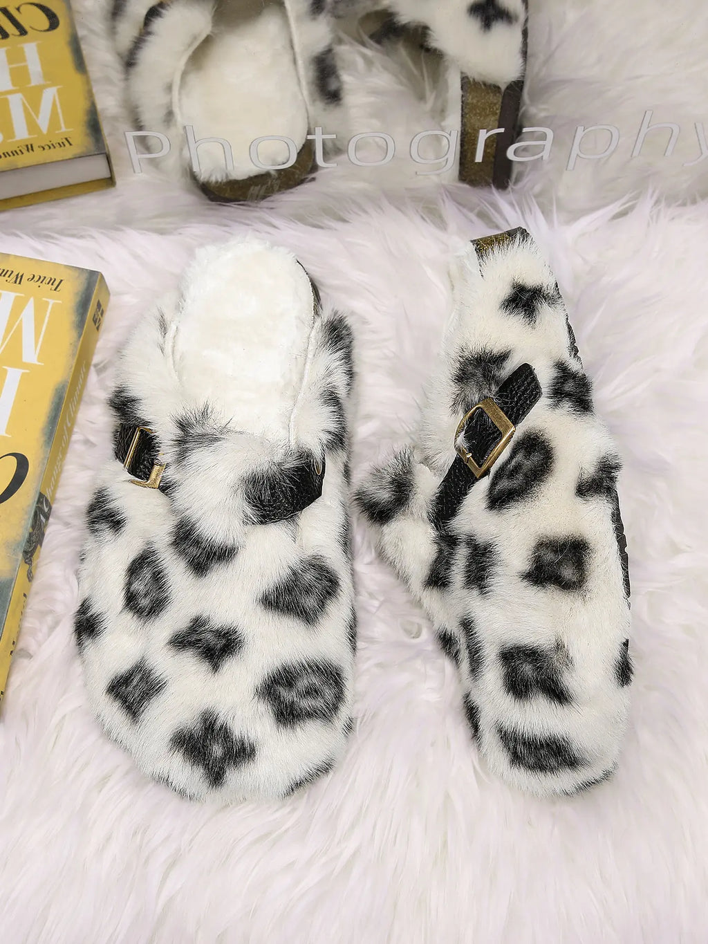 Unisex Faux Fur Mules, Anti-Slip Warm Outdoor Winter Slippers, Fluffy Home Slippers, Perfect Gift Choice